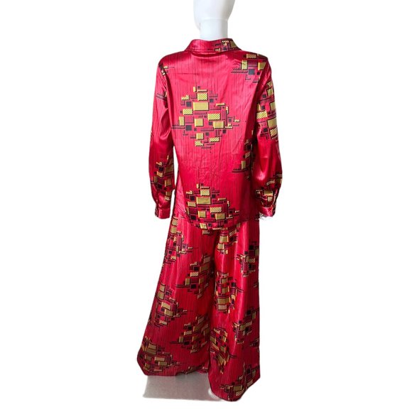 Tribalbyn Zambia African Print Matching Two Piece Set Red Size Medium NEW - Picture 3 of 6